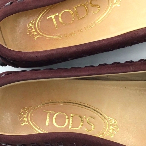 TOD’S Burgundy Suede Driving Loafers Size 36.5 - Picture 6 of 14